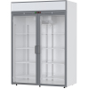 Шкаф холодильный, GN2/1, 1400л, 2 двери стекло, 10 полок, ножки, +1/+10С, дин.охл., белый, рамы двери и канапе серые, R404, ручки короткие